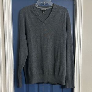 Banana Republic‎ Men's Gray Cotton Cashmere V-Neck Sweater Size L